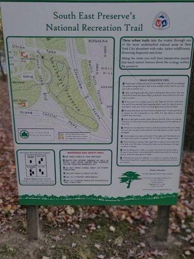 Cunningham Park Southeast Preserve Trail - Trailhead - Queens Village, NY