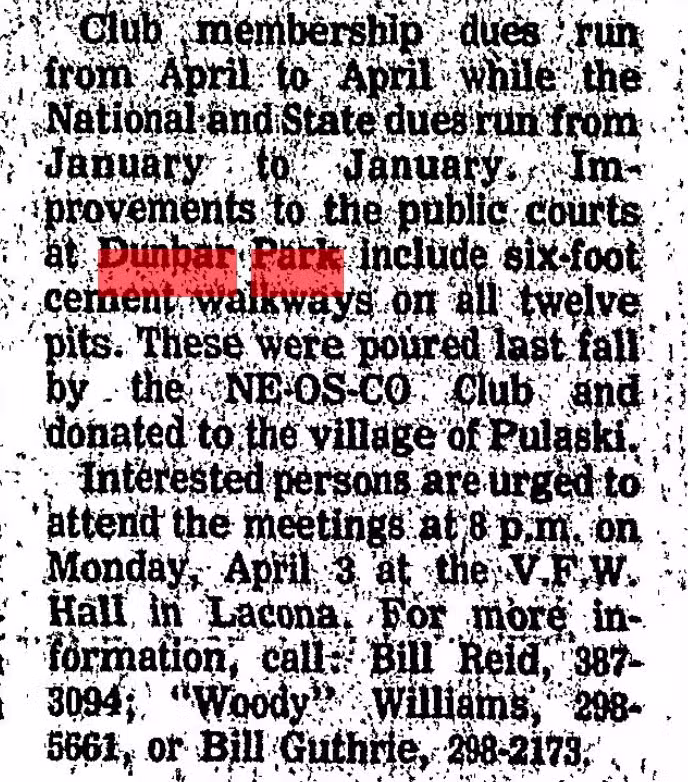 Dunbar Park - Pulaski, NY