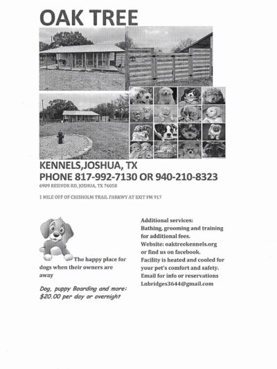 Oak Tree Kennels, Joshua, TX - Joshua, TX