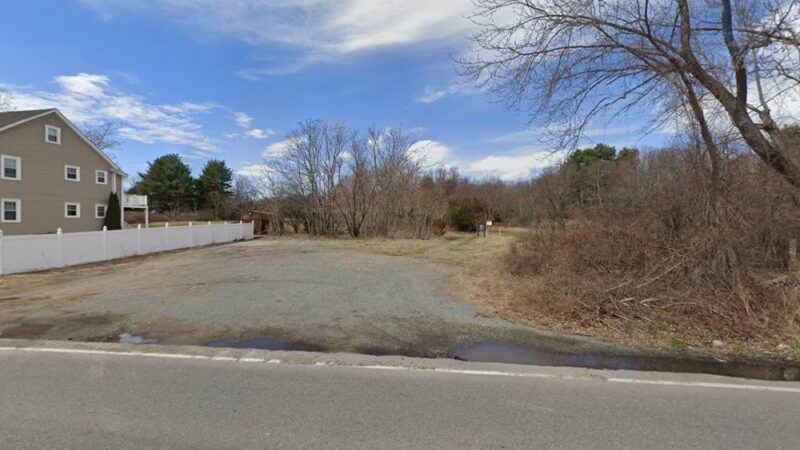 Village street walking path, parking lot - Millis, MA