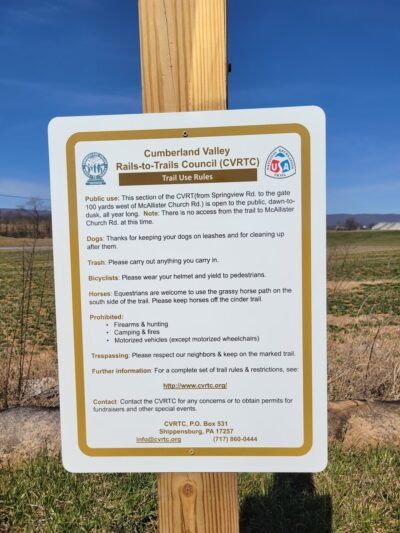 Cumberland Valley Rail Trail - Springview Rd Trailhead - West Pennsboro Township, PA